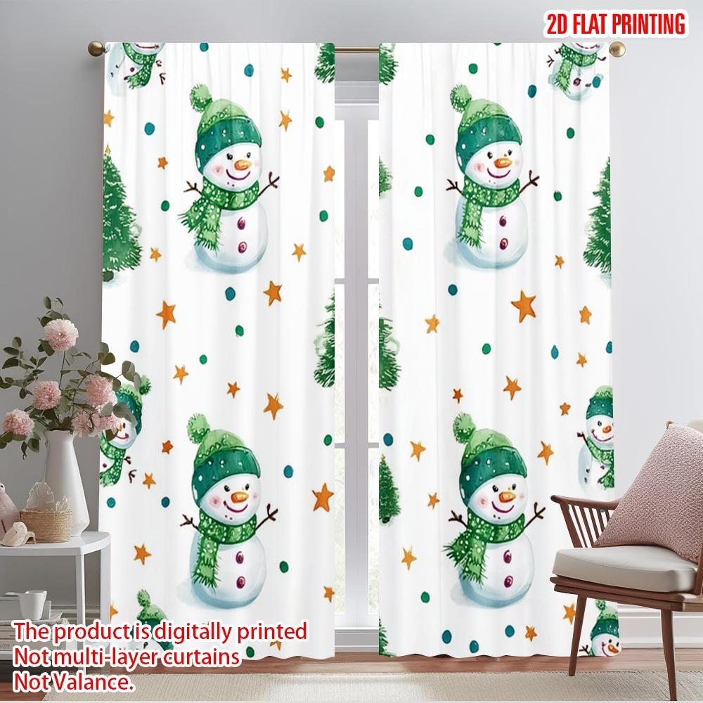 

2pcs,2D plane printing Curtains Comfortable snowman 100% Polyester (without rod) Festive Use for Living Room and Bedroom, Home 52.50×116.00 CM 2pcs