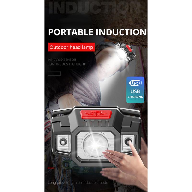 Lanterna frontală cu LED Lanternă cu inducție ușoară, portabilă, montată pe cap, pentru explorarea alergării