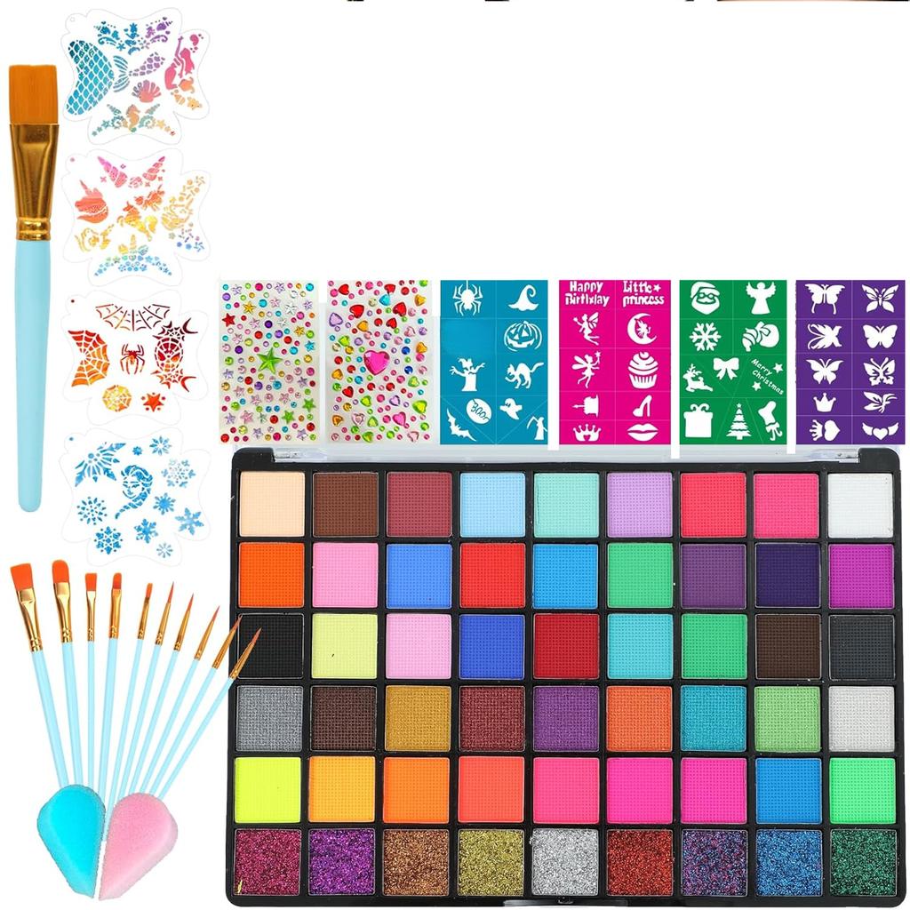 54 Color Face Paint Set for Halloween - Face Painting Makeup and Adults