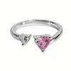 Bright Light Luxury, High-End Sense, Niche Exquisite Girl'S Heart Ring, Sweet And Cool Colored Treasure, Pink Zir*****Pen Ring.