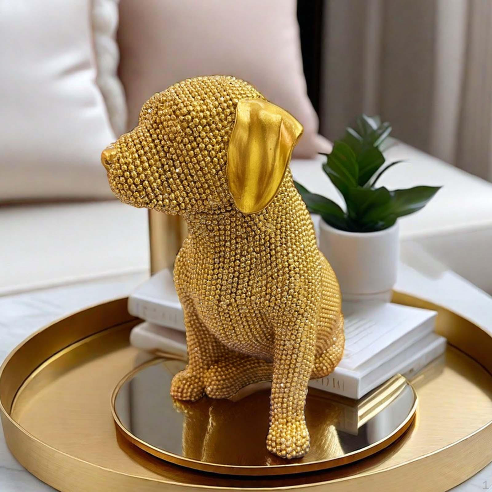 

Статуя собаки Скульптура тварини Творча смола Щеня Простий сучасний настільний орнамент для столу золотий