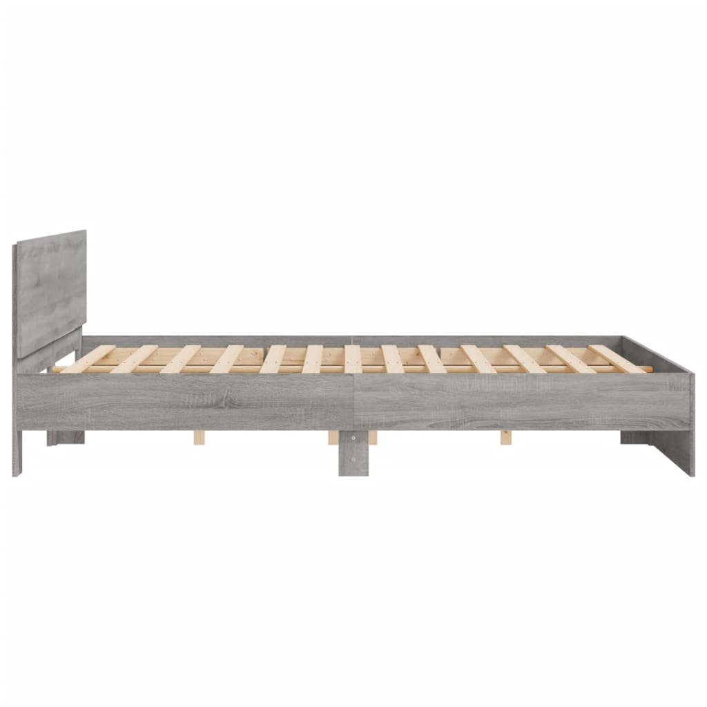 Bed Frame with Headboard Grey Sonoma 200x200 cm