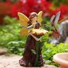 Bark Fairy and Bird Small Statue for Courtyard or Garden, 10.8 cm