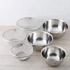 KAI Stainless Steel Bowl and Mesh Colander 6-Piece Set - Kitchen Utensils for Single Person Use - 18cm, 21cm, 24cm - Stackable, Integrated Design