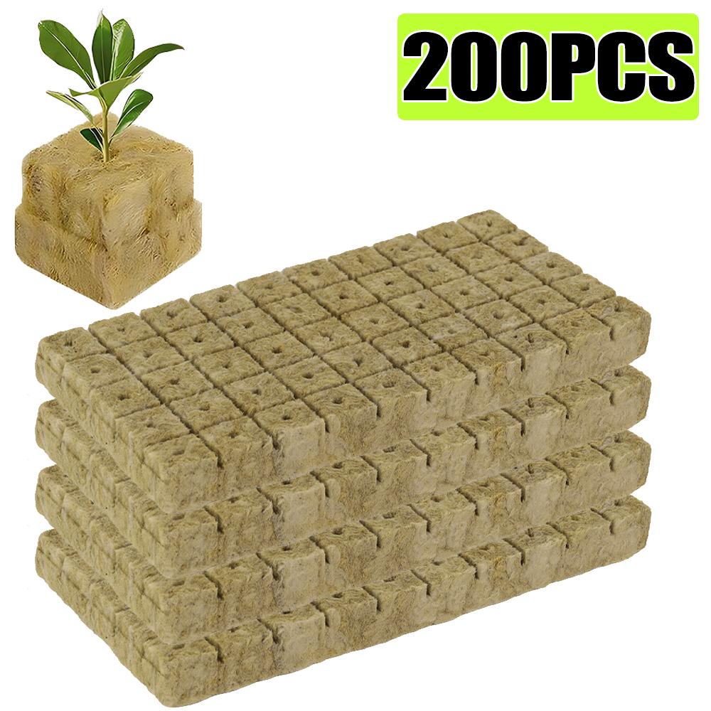 50/300Pcs Cube Rock Wool Starter Plugs Planting Block Garden Seedling Grow Plug Soilless Substrate Pots Hydroponics Cuttings