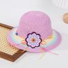 Cute outdoor children's straw hat sun flower ribbon baby girl sunshade sun hat summer travel sunscreen hat