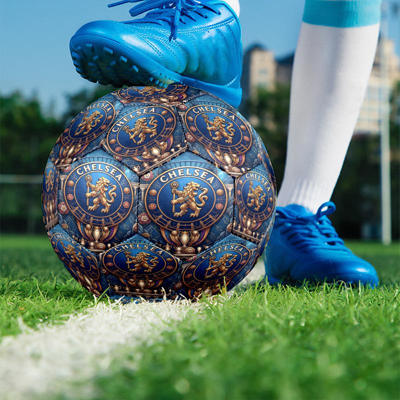 Chelsea Football Club Print Size 5 Soccer Ball, PU Wear Resistant Football for Match Training and Daily Practice, Birthday Gift for Soccer Fans