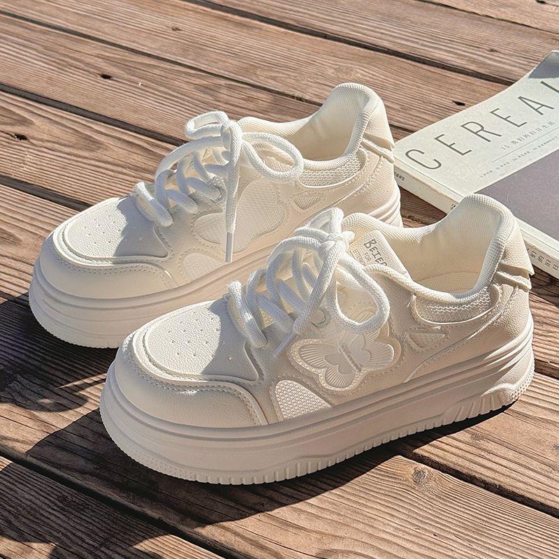 Fashion New 2025 Women's Lace-up Casual Flats White Shoes Mesh Breathable Trainers Ladies Shoes Female Sneakers for Women Basket Tenis