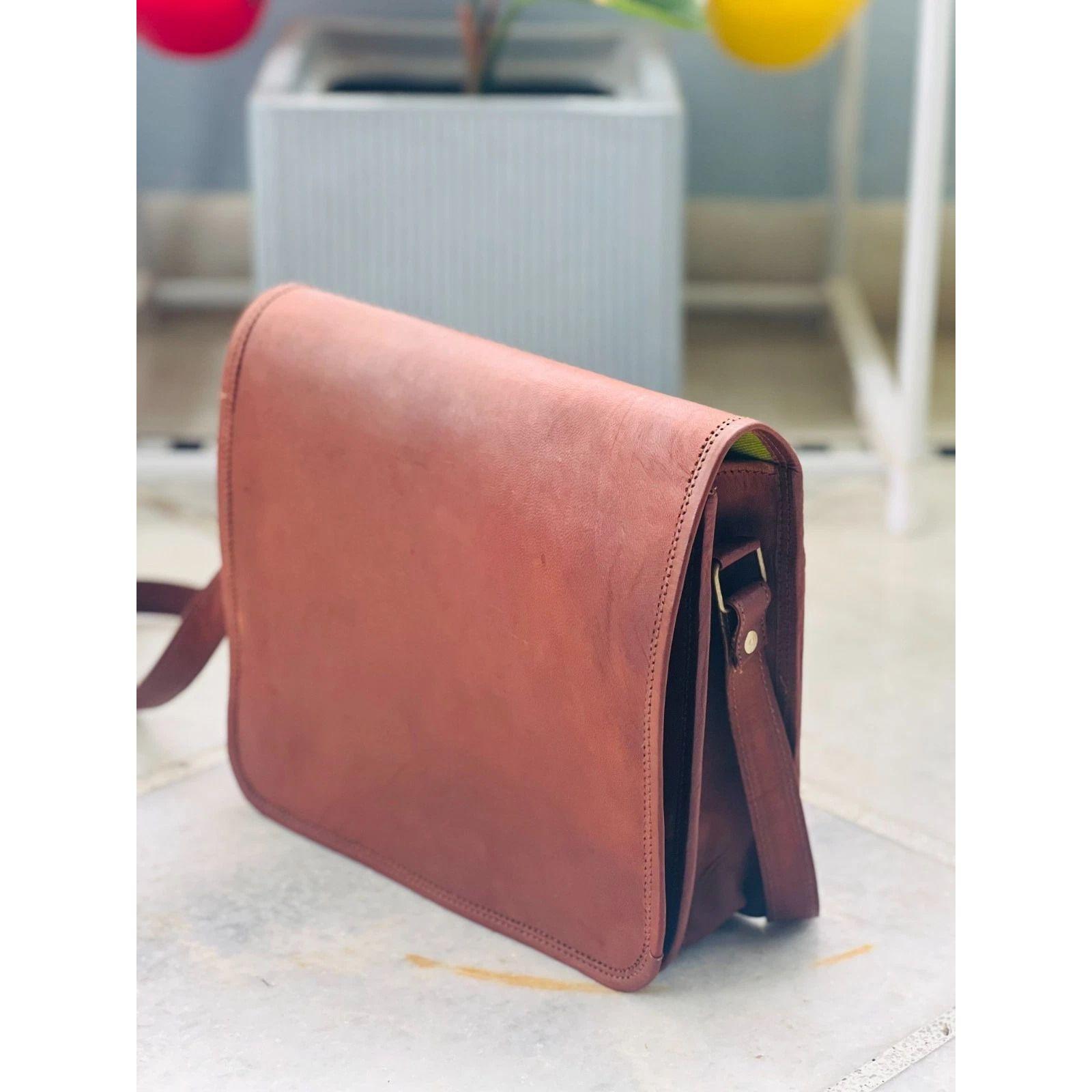 

Кожаная Винтажная Сумка-Мессенджер для Ноутбука Ручной Работы Портфель 9 x 7 x 3 in