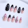 1 Set Almond Press on Nails Star Striped Dot Bow Rhinestone French Tip Stick-on Fake Nails Salon Quality 3D Charm Women Glue on False Nails