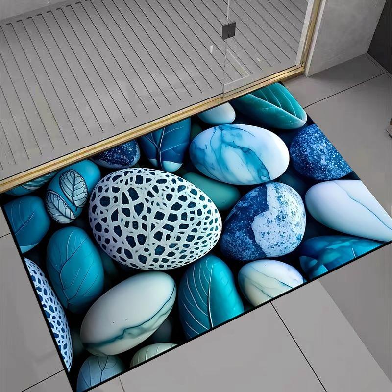 

Green Pebble Pattern Diatomaceous Mud Bathroom Floor Mat Absorbent and Anti Slip Shower Room Bathroom Entrance Mat Fashion 40x60cm