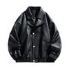 Herren PU-Leder Bikerjacke Stehkragen Slim Fit Lässige Oberbekleidung