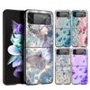 Phone Case For Samsung Galaxy Z Flip 3 4 5 6 Hard Folding PC For Samsung Z Flip3 Flip4 Flip5 Cover Blue Butterfly Ocean Waves