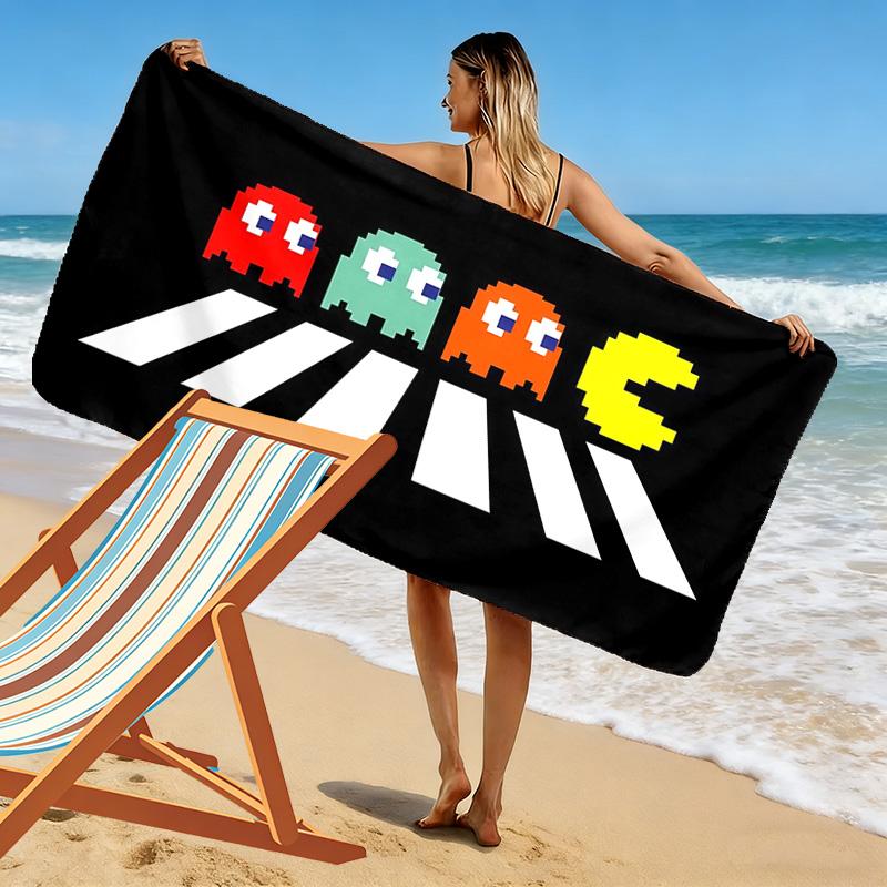 Pac‑Man2 Print Beach Towel, Large Soft Quick Dry Towel for Beach Camping Swimming