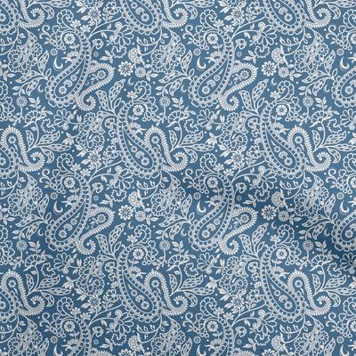 Cotton Flex Blue Fabric Paisley Fabric For Sewing Printed Craft Fabric By The Yard 40 Inch
