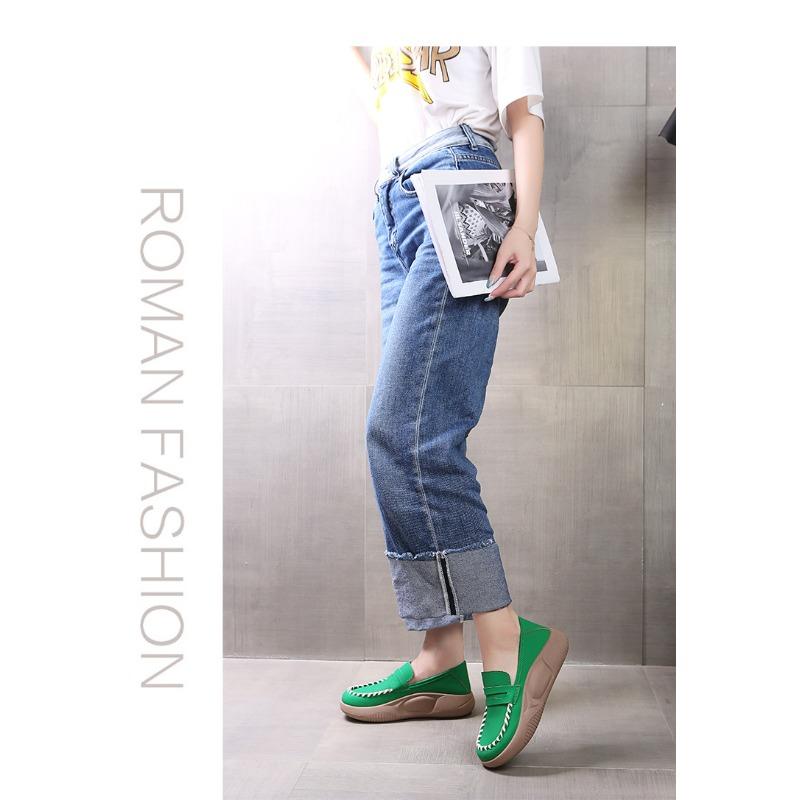 

Женские туфли из мягкой кожи на платформе, женские мокасины, ленивые туфли-качалки с одной педалью 40 зелёный