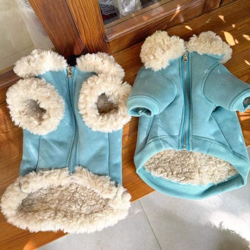 Pet Collar Coat Autumn Winter Lamb Fleece Coat with Thickened Fleece Small Dog Teddy Bear Pet Warmth Puppy Warm Cotton Clothes