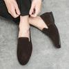 Mocassini da Uomo in Pelle Scamosciata Slip-On con Tacco Nascosto, Punta Affusolata in Pelle Stile Britannico.