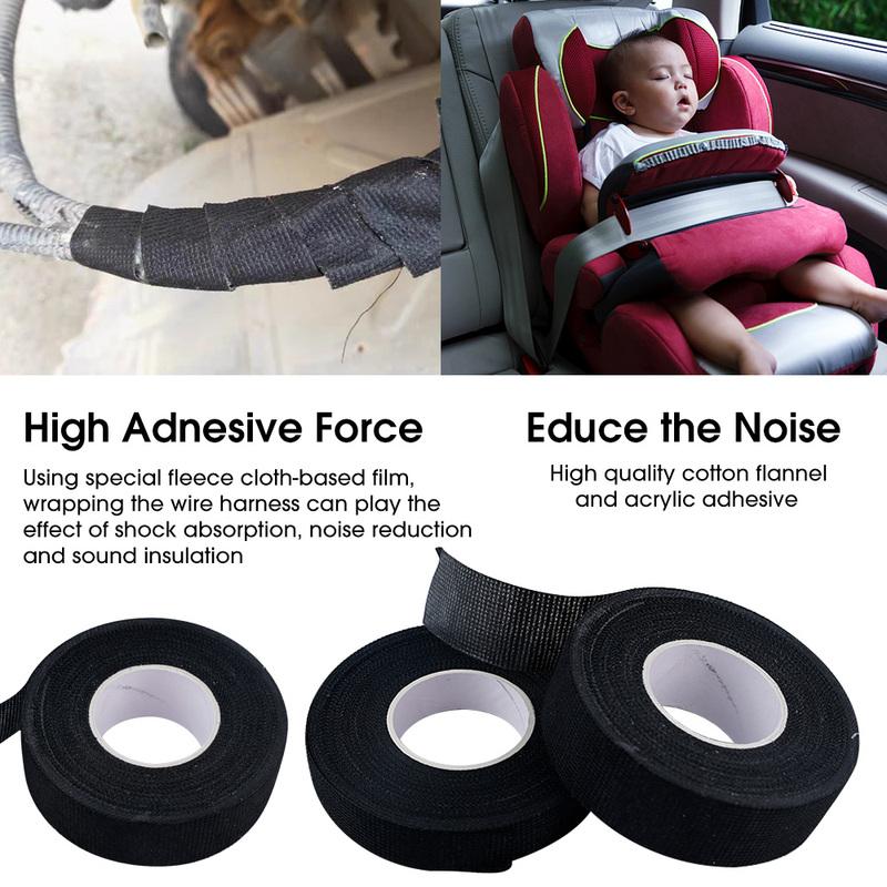 15 Meter Heat-resistant Flame Retardant Tape Flannel Insulation Adhesive Cloth Tape for Car Cable Harness Wiring Loom Protection
