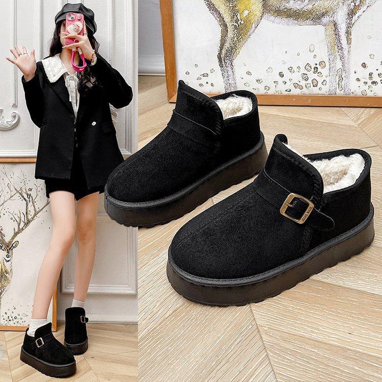 Women's Large Size Soft Sole Winter Warm Fur Snow Boots Padded Lined Ankle Boots Non-slip Hiking Sports Cotton Boots