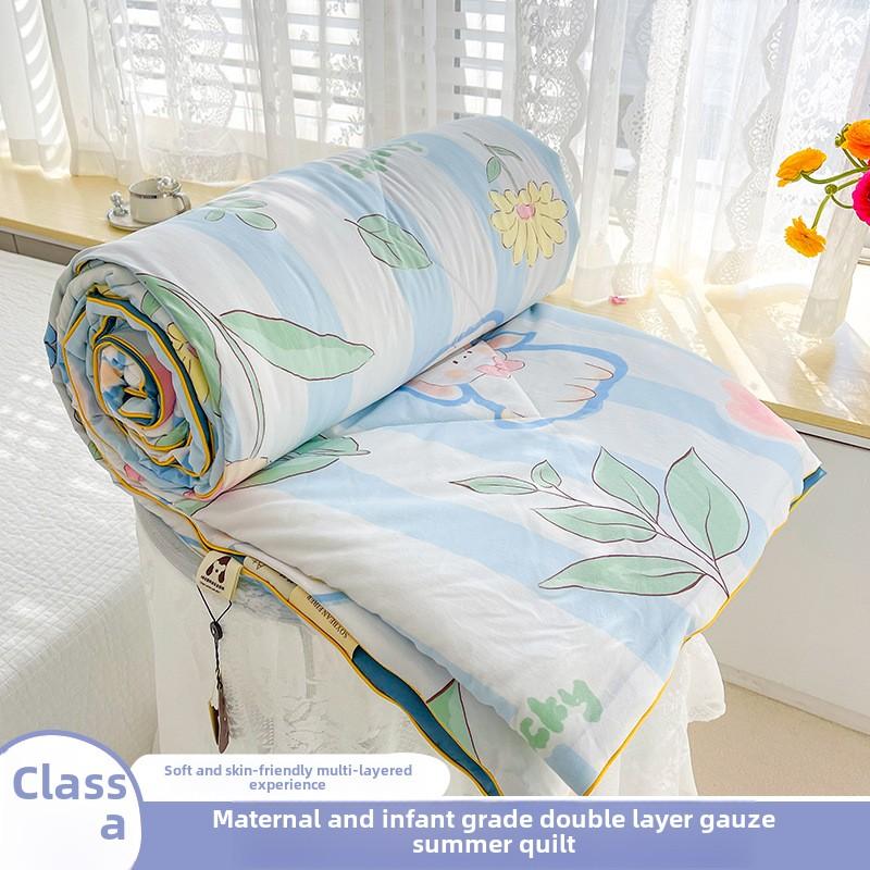 Bezpieczny dla dziecka bawełniany muślin podwójny, lekka letnia kołdra z włókna sojowego, klimatyzacja, można prać w pralce, prezent pościelowy