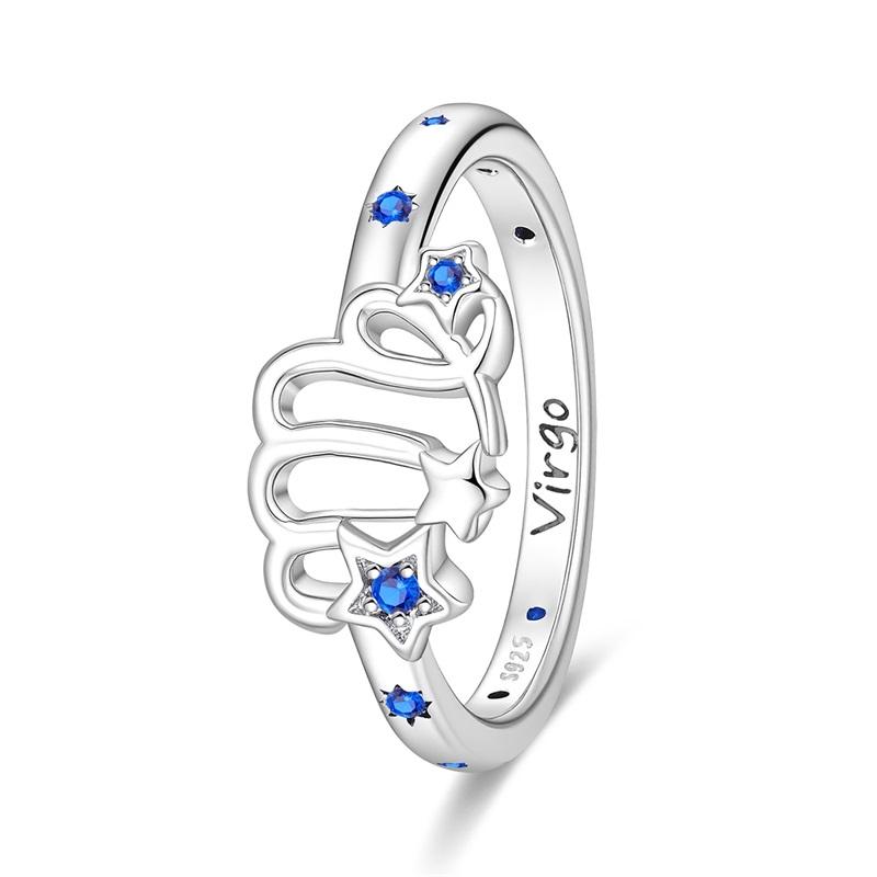 New 925 Silver Twelve Constellation Series Zircon Ring For Women Fit Wedding Party Jewelry Gifts