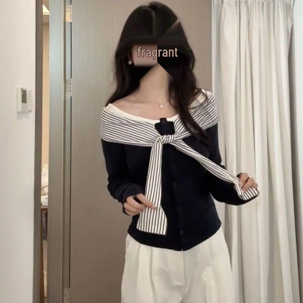 

Женский черный топ с шалевым воротником, осенний базовый топ с длинным рукавом - Уникальная, стильная и немного зрелая футболка в студенческом стиле Medium чёрный