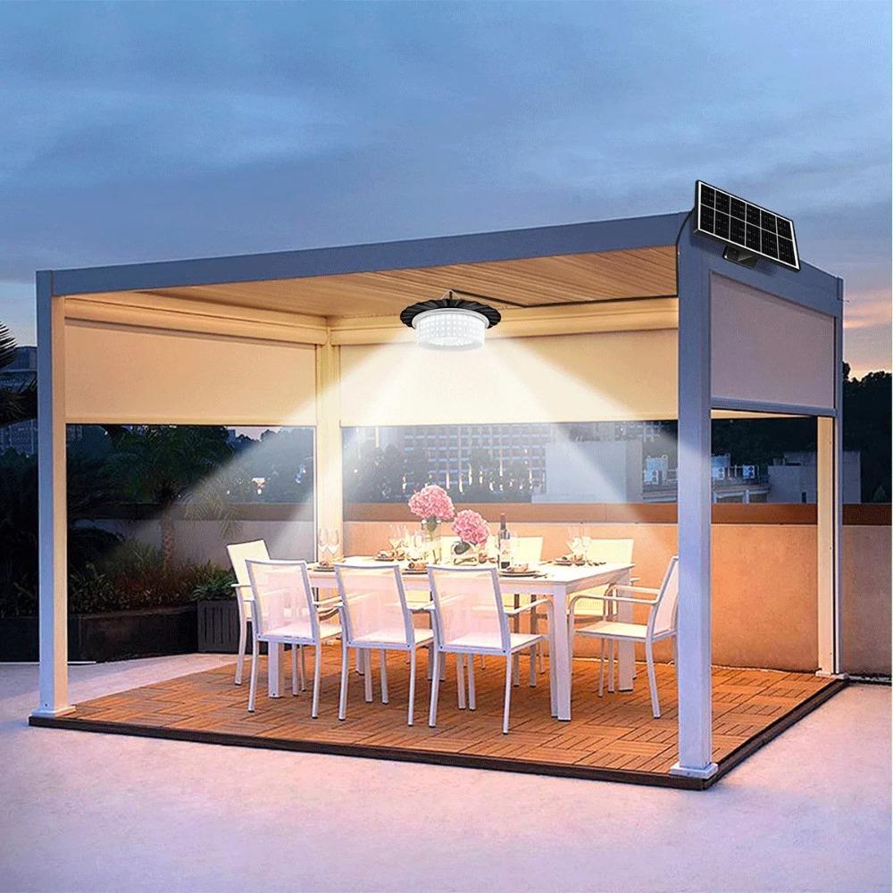 Solar Shed Barn Light Indoor Outdoor 244 LED Solar Pendant Light 5 Modes Solar Motion Sensor Light with Remote IP65 Waterproof