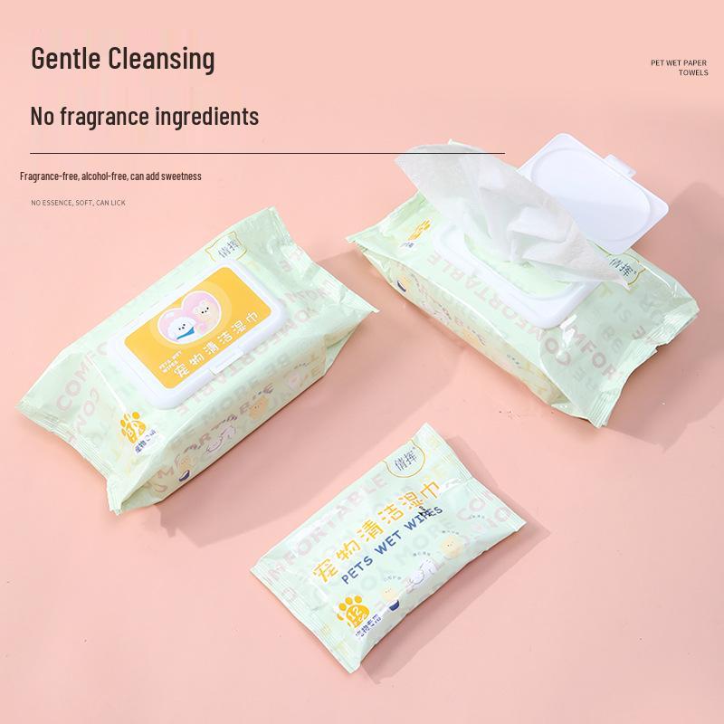 Pet Tear Stain & Body Cleaning Wipes for Cats and Dogs - No-Wash Deodorizing Wet Wipes