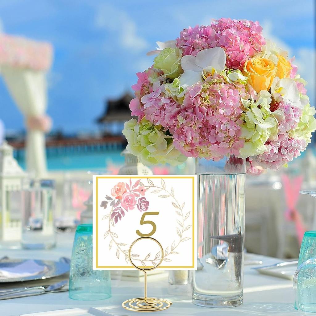 20Pcs Gold Table Number Holders, 2 Inch Short Mini Round Place Card Holder, Table Number Stands for Wedding Party Graduation
