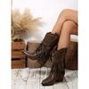 Vintage Tassel Boots 2025 Winter New Rivet Pointed Toe Plus Size Western Mid-leg Boots