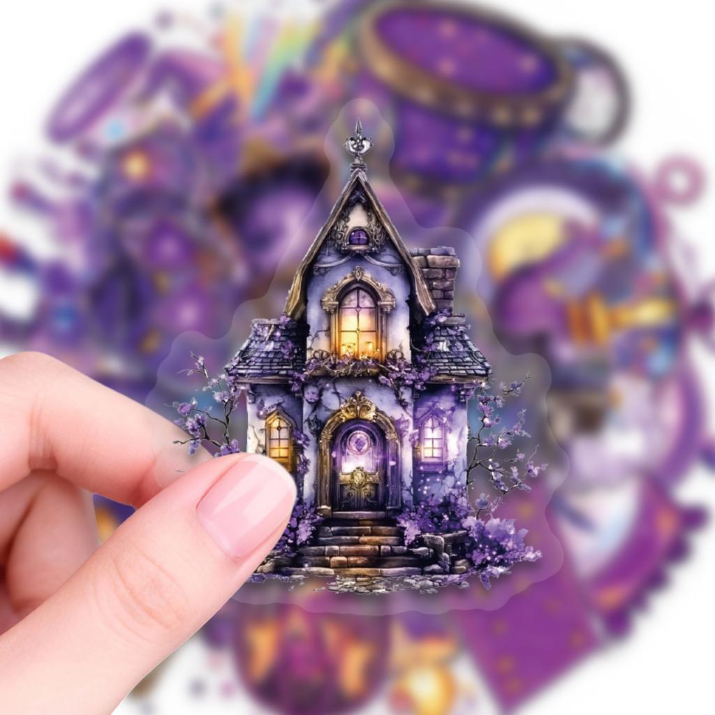 50Pcs/Set Purple Magic Planet PET Clear Stickers Waterproof DIY Fashion Decals Journal Stickers (2 Styles)