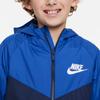 Nike Sportswear Windrunner Logo Print Color Block Hooded Jacket Kids Jacket Navy-Blue FN8757-480