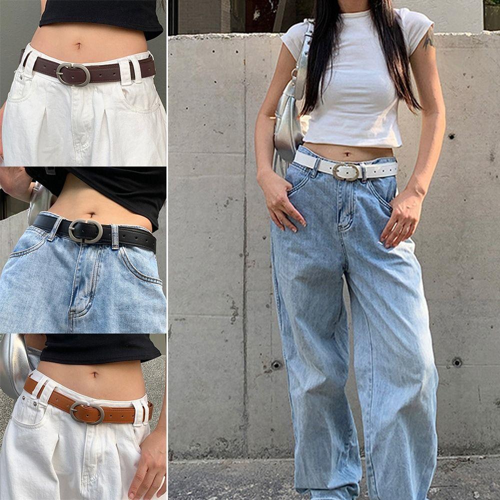 

Fashion Soft Leather Belt Women s Trendy Waistband Retro Pin Buckle Belt кавовий