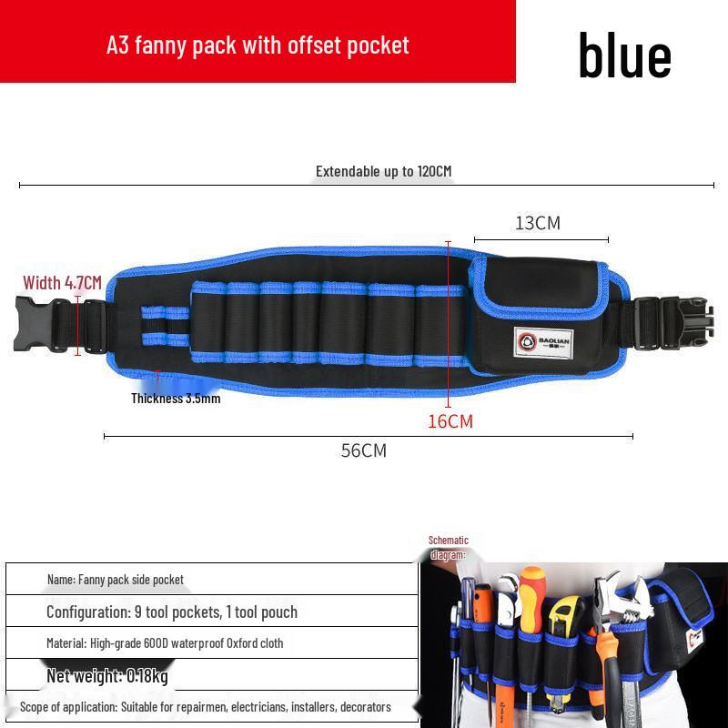 Canvas Multifunction Electrician Waist Tool Bag with Oxford Cloth