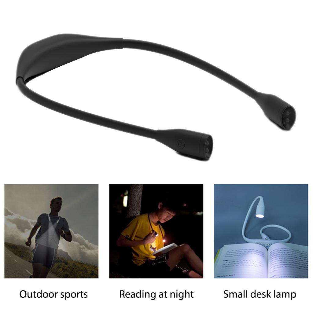 LED Book Light USB Rechargeable Hanging Neck Lights Reading Table Lamps for Night Sports Hands-Free Stepless Dimming Flashlight