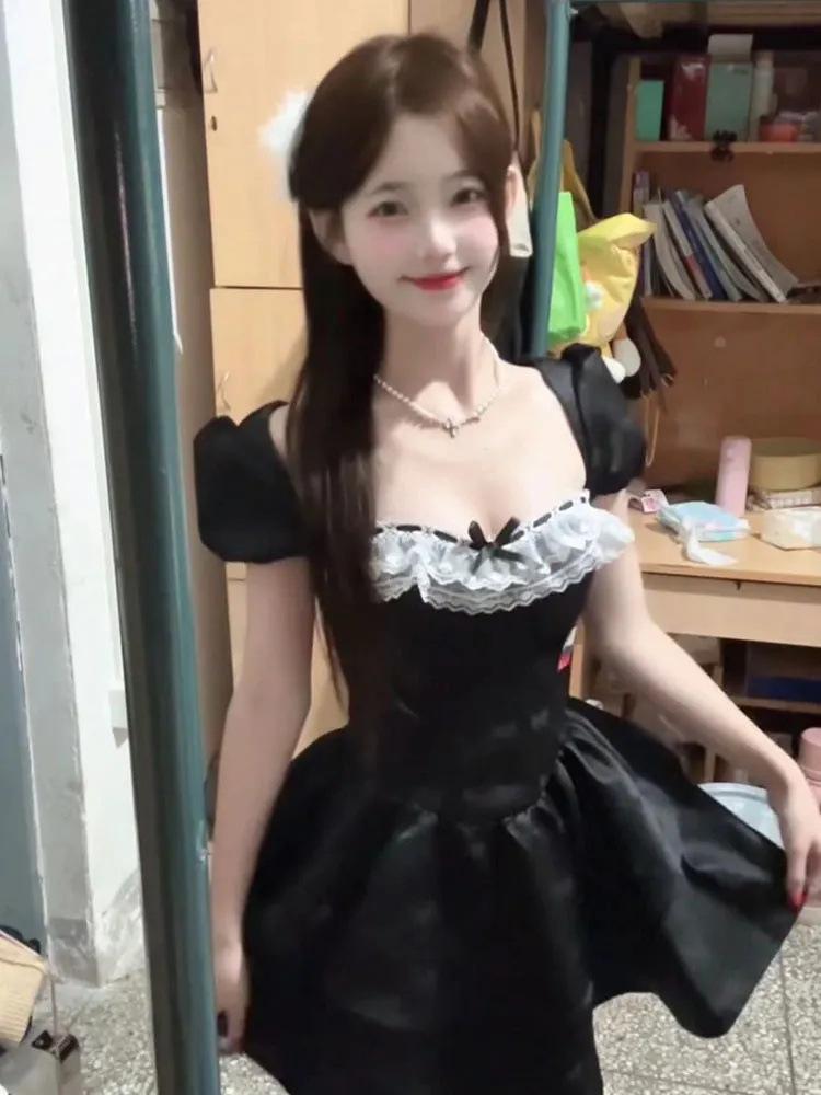 

Summer new French sweet and gentle black princess tutu skirt female student fashion temperament thin short skirt 2XL чорний