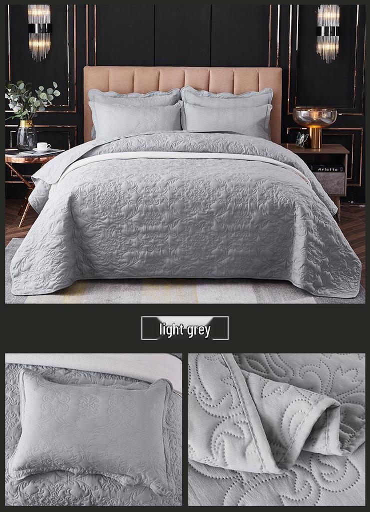 Washed Cotton Quilted Bedspread Set - 3-Piece Washable Coverlet Set, Breathable and Versatile