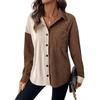 Blouses for Women Summer Fashion Casual Color Blocked Shirts Long Sleeves Turndown Collar Button Down Fall Outfits Tops