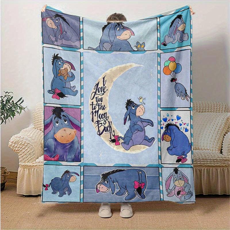 

1pc, Adorable Eeyore Home Decor Blanket: A Cozy Flannel Throw for Your Living Room, Bedroom, or Outdoor Adventures. Perfect Gift Idea, Soft Sofa Blank 130x150cm