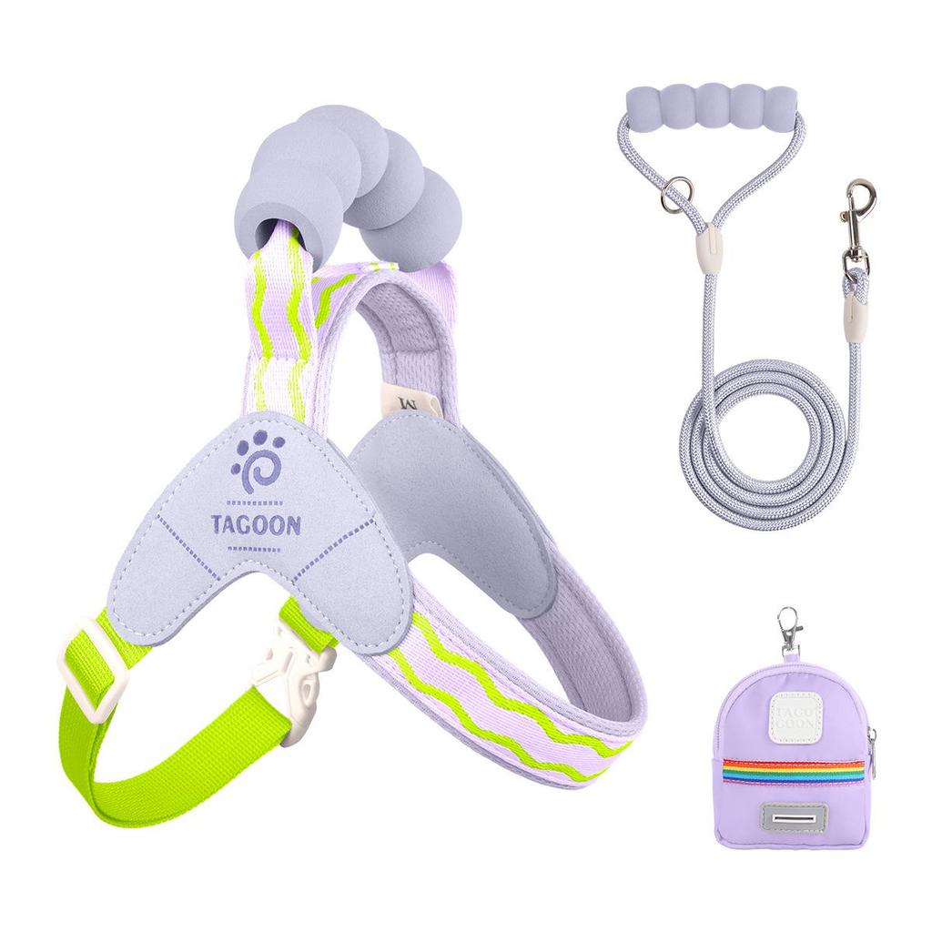 Dopamine Colored Dog Harness & Leash with Cloud Sponge Handle