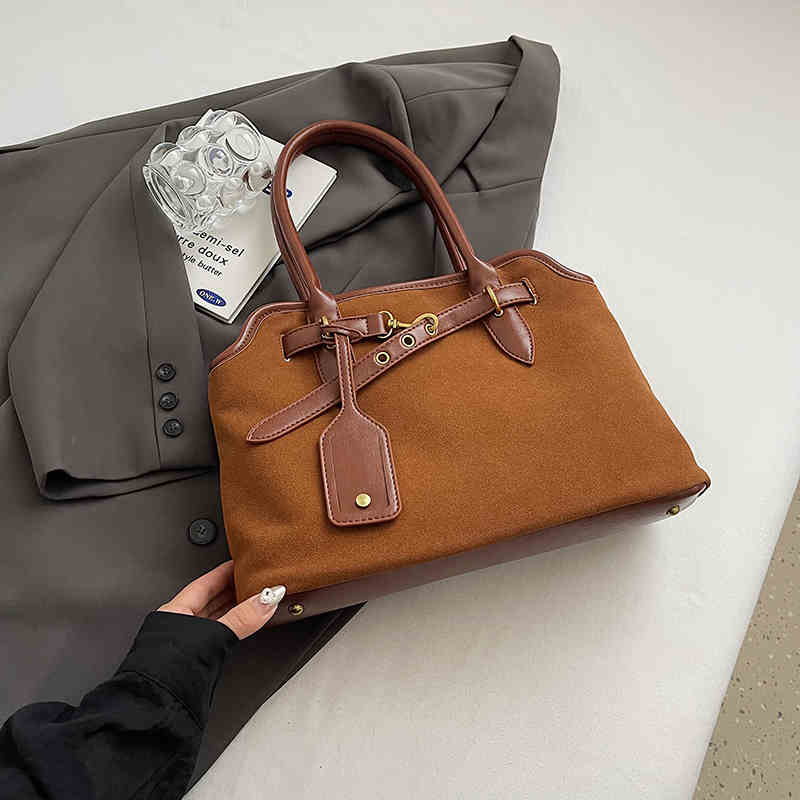 Classic Suede Commuter Shoulder Bags Women Autumn Winter Vintage Large Capacity Handbags  New Lady Frosted Tote Bag