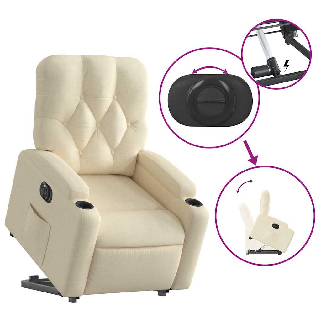 Electric Recliner Chair with Rising Function Cream Fabric