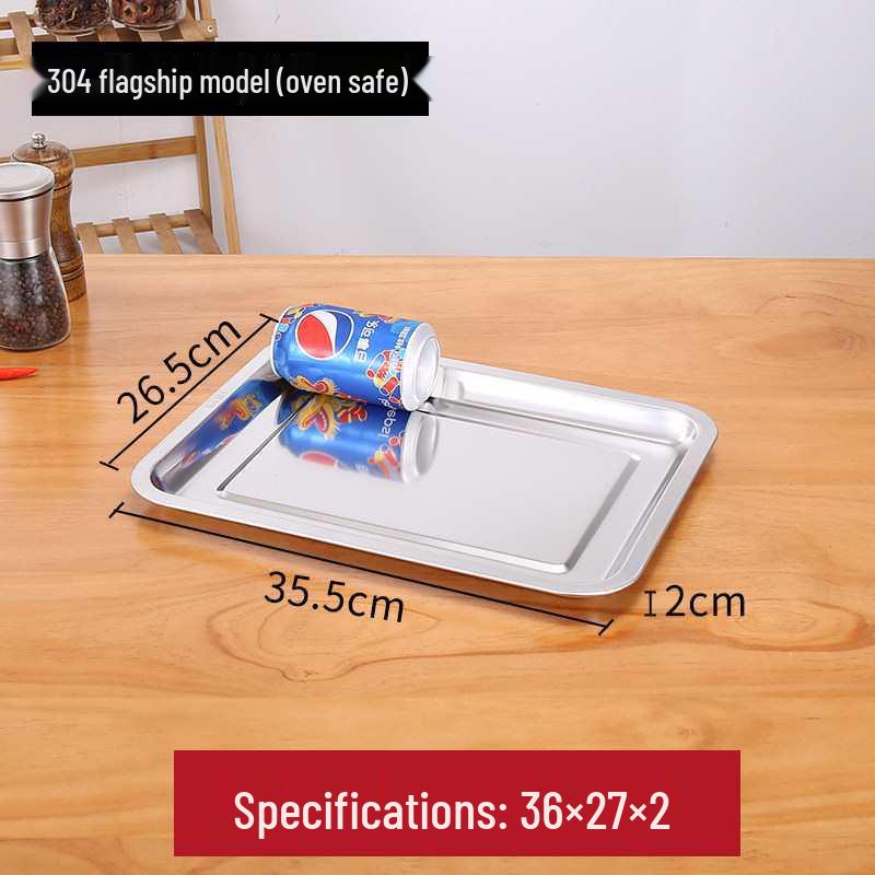 304 Stainless Steel Rectangular Tray for Steamed Fish, Rice, Chee Cheong Fun, and Baking