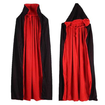 Child Hooded Velvet Cape Cloak Robe School Witch Vampire Kids Halloween Costume