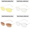 Fashion Square Sunglasses Metal Frame Pink Lens Uv Protection For Party And Stage Performance