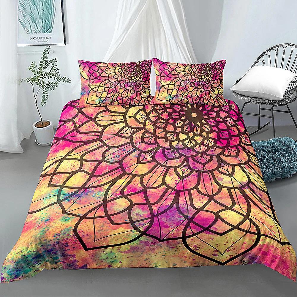 Boho Pościel Mandala Poszewka na Kołdrę Luksusowa Miękka Pokrowiec na Kołdrę Rozmiar Queen 2/3 Sztuki Styl Boho Kwiatowa Pościel Pokrowiec Tekstylia Domowe