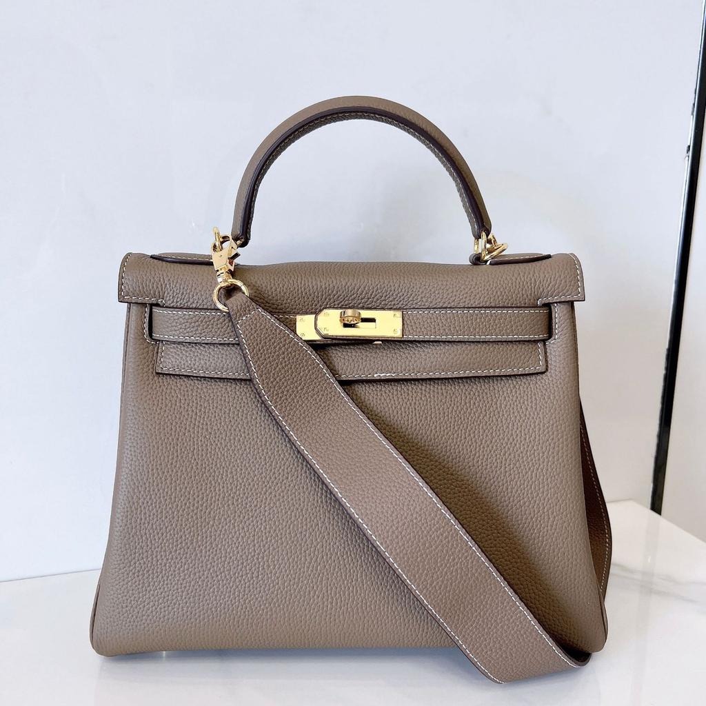 Genuine Leather Women's Bag With Wool Lining New Style Togo Top Layer Cowhide High-end Sense Wide Shoulder Strap Single Shoulder Handbag