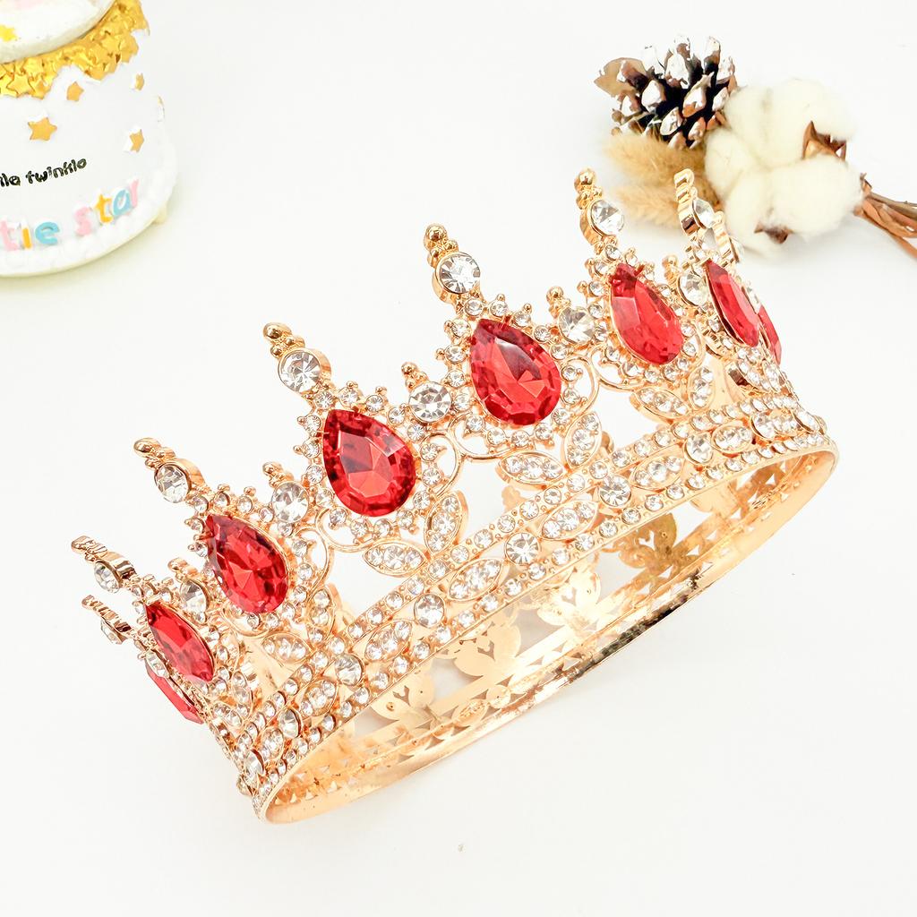 Full Circle Crown Tiara Colorful Baroque Retro Full Diamond Jewelry Wedding Accessories Crown Bridal Crown