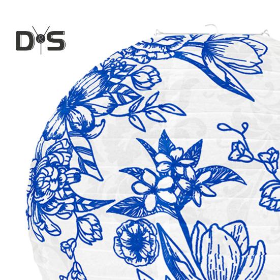 Felinar de Hârtie Chinoiserie Stil Chinezesc Model Albastru Felinare Agățate Decorare Felinar Rotund pentru Zi de Naștere Nuntă Petrecere Acasă Baby Shower